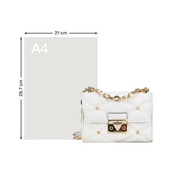 Gently used: Light Cream Small Flap Crossbody Bag by Michael Kors Serena - Vegan - Picture 5 of 8